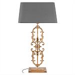 Настольная лампа на ажурном чугунном основании с тканевым серым абажуром Openwork Lamp варинант исполнения - 1 | Loft Concept в Красноярске