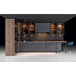 Комбинированный кухонный гарнитур сине-серого цвета с фасадом под дерево Benjamin Kitchen Set варинант исполнения - 4 | Loft Concept в Красноярске