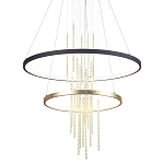 Люстра подвесная с 2-мя круглыми подвесами в черном и золотистом цвете и вертикальными подвесками Ring Horizontal варинант исполнения - 1 | Loft Concept в Красноярске
