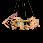 Люстра круглая на золотом каркасе с птичками и цветочным декором Miscellaneous herbs варинант исполнения - 4 | Loft Concept в Красноярске