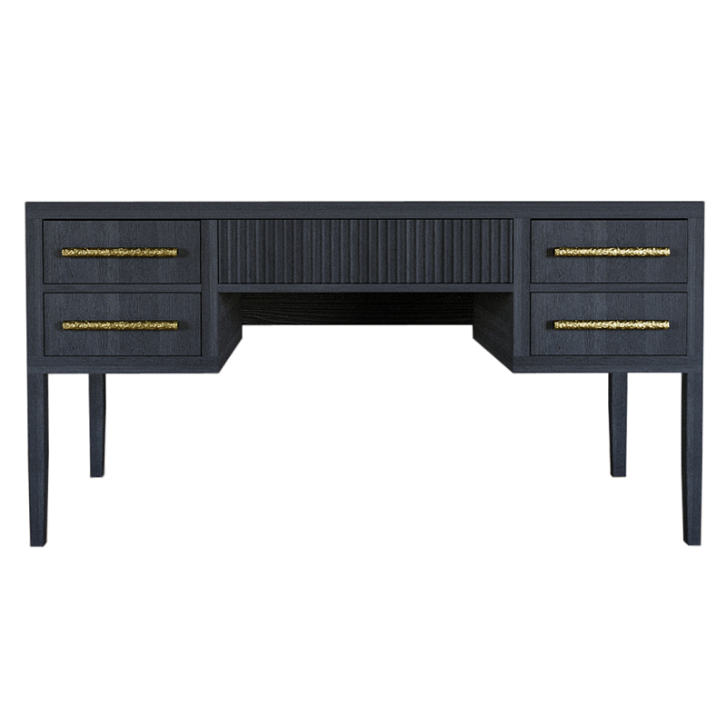 Большой Рабочий стол Primo с 5 выдвижными ящиками Черный дуб Черный в Красноярске | Loft Concept 