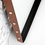 Зеркало прямоугольное в металлической раме с кожаной отделкой Loft in Reflection варинант исполнения - 3 | Loft Concept в Красноярске