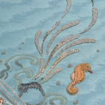 Обои с вышивкой ручной работы Amami Waves Moonbeam colourway on silk moire варинант исполнения - 3 | Loft Concept в Красноярске