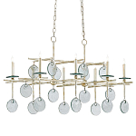 Люстра линейная с круглыми прозрачными подвесками  Horizontal Rectangular Chandelier варинант исполнения - 2 | Loft Concept в Красноярске