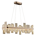 Люстра подвесная прямоугольная с рифлёными прозрачными элементами и золотым основанием Aurea Vista варинант исполнения - 1 | Loft Concept в Красноярске