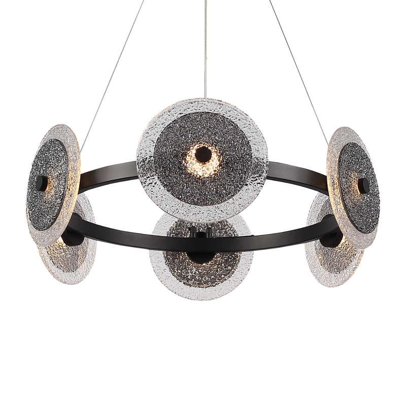 Люстра с плафонами из фактурного двойного стекла Heterochromia Дымчатый (Smoke) Черный в Красноярске | Loft Concept 