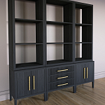 Модульный стеллаж Primo из трех составных элементов Черный дуб варинант исполнения - 3 | Loft Concept в Красноярске