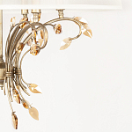 Люстра подвесная круглая с тканевым полупрозрачным абажуром и подвесками 6 ламп Gilded Elegance варинант исполнения - 6 | Loft Concept в Красноярске