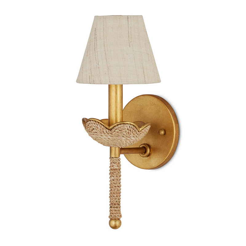 Бра из кованого железа с отделкой плетеной веревкой и сусальным золотом Parisian Style Золотой Бежевый в Красноярске | Loft Concept 