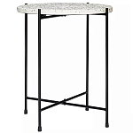 Кофейный столик с круглой разноцветной столешницей на 4-х черных ножках Multicolored Stone Composite варинант исполнения - 1 | Loft Concept в Красноярске