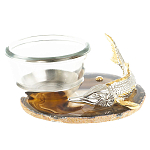 Икорница с декором "Стерлядка" с гравировкой на подставке из натурального камня Агат Decorative Cavair Dishes варинант исполнения - 1 | Loft Concept в Красноярске