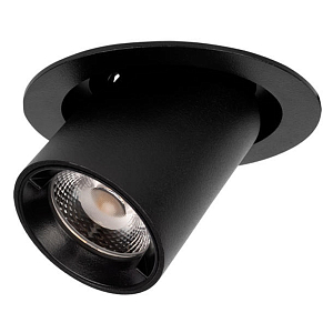 Встраиваемый спот светодиодный черного цвета с круглой рамкой и выдвижным цилиндрическим плафоном Framed Beam