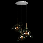 Люстра подвесная с прозрачными бирюзовыми стеклянными шарами и круглым основанием 3 лампы Giopato & Coombes варинант исполнения - 2 | Loft Concept в Красноярске