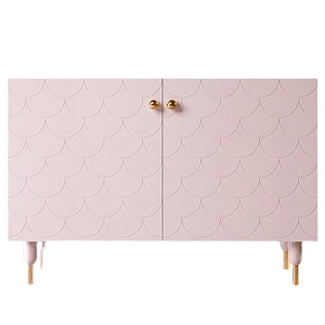Дизайнерский комод розовый с фактурным фасадом Tiles