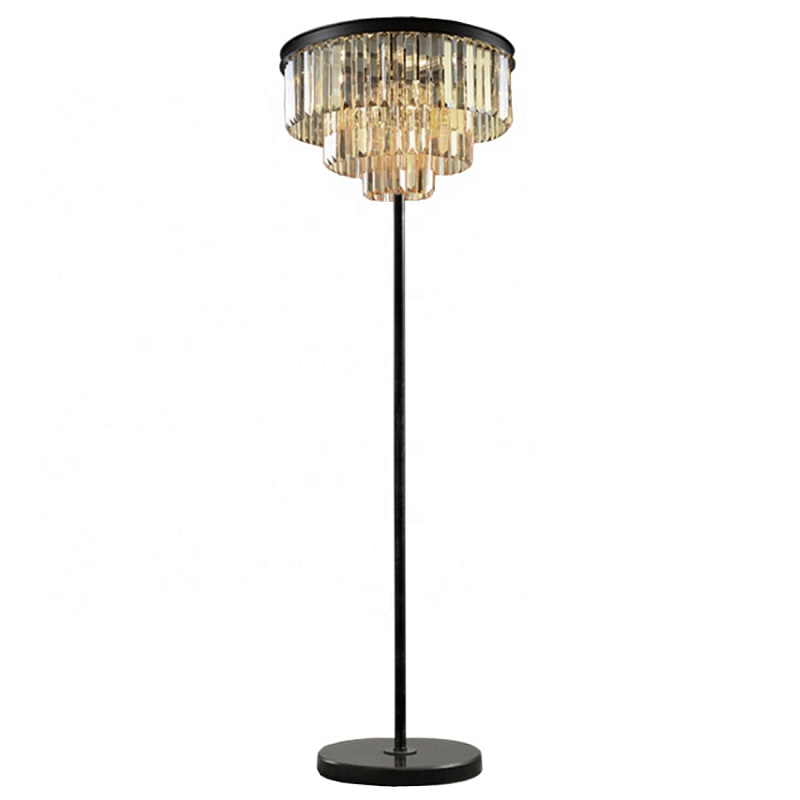 Торшер Odeon Floor Lamp  Черный Мрамор Nero Хром Прозрачное Стекло Серый (Gray) Янтарь (Amber) в Красноярске | Loft Concept 