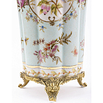 Ваза голубого цвета из фарфора с цветочным рисунком и бронзовой стрекозой Blue Garden варинант исполнения - 3 | Loft Concept в Красноярске