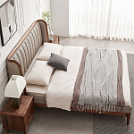 Кровать двуспальная с мягким изголовьем Moon Walnut Bed варинант исполнения - 4 | Loft Concept в Красноярске