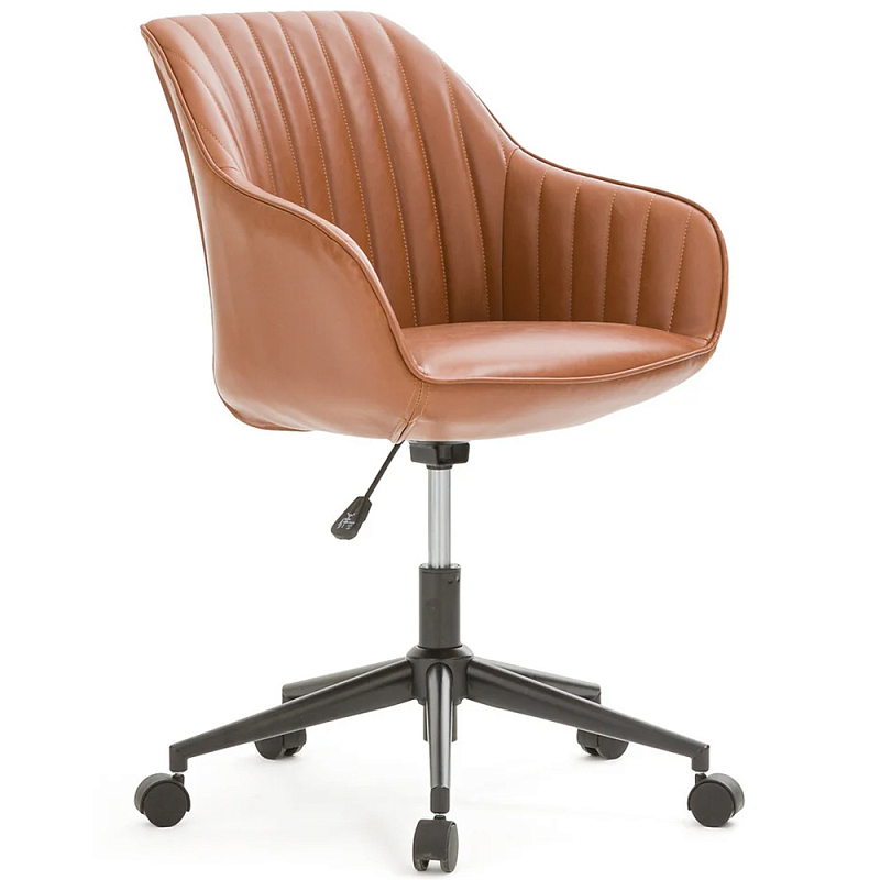 Вращающееся кресло на колёсах Alis Chair Коричневый Черный Хром Вращающееся кресло на колёсах Alis Chair Коричневый Черный Хром в Красноярске | Loft Concept