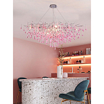 Люстра овальная с розовыми стеклянными подвесками в форме капель FAIRYTREE Light варинант исполнения - 3 | Loft Concept в Красноярске