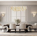 Люстра овальная с многослойными белыми и прозрачными подвесками Character Chandelier варинант исполнения - 6 | Loft Concept в Красноярске