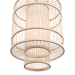 Подвесной светильник из деревянных прутьев с плафоном из натуральной ткани Light Inside the Cell варинант исполнения - 5 | Loft Concept в Красноярске