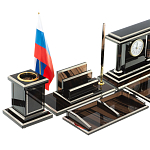 Настольный письменный набор с часами из природного камня обсидиана Team leader варинант исполнения - 3 | Loft Concept в Красноярске