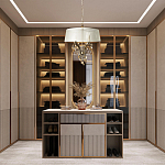 Люстра подвесная круглая с тканевым полупрозрачным абажуром и подвесками 4 лампы Gilded Elegance варинант исполнения - 8 | Loft Concept в Красноярске