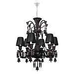 Люстра подвесная с плиссированными абажурами и множеством подвесок черного цвета Диаметр 62 см Lustre Reverie варинант исполнения - 1 | Loft Concept в Красноярске