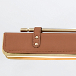 Подвесной светильник линейный латунного цвета в кожаном коричневом чехле и декоративными ремешками Alora варинант исполнения - 4 | Loft Concept в Красноярске