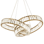 Подвесная люстра в виде изогнутых колец с хрустальным декором Ring Horizontal Oculus Gold Light Chandelier варинант исполнения - 1 | Loft Concept в Красноярске