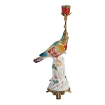 Подсвечник с попугаем из фарфора с бронзовыми элементами Eden Garden варинант исполнения - 3 | Loft Concept в Красноярске