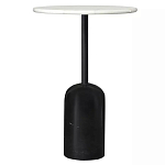 Кофейный столик с белой мраморной столешницей на черном основании Tall Coffee Black and White Table варинант исполнения - 3 | Loft Concept в Красноярске