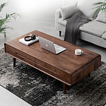 Кофейный стол из массива дерева с выдвижными ящиками Coffee Walnut Table варинант исполнения - 1 | Loft Concept в Красноярске