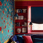 Обои с вышивкой ручной работы Flora Rio colourway on Liso Pine wool sateen варинант исполнения - 2 | Loft Concept в Красноярске