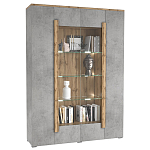 Шкаф-витрина с фасадом серого цвета 4-х дверная Grace of Furniture варинант исполнения - 1 | Loft Concept в Красноярске