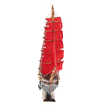 Декоративная модель деревянного парусника с красными парусами в подарочной упаковке With The low варинант исполнения - 2 | Loft Concept в Красноярске