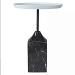 Кофейный столик с круглой столешницей и мраморным основанием Steel Reliability варинант исполнения - 1 | Loft Concept в Красноярске