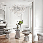 Люстра подвесная с прозрачными стеклянными подвесками в форме капель Диаметр 100 см Droplet Chandelier варинант исполнения - 21 | Loft Concept в Красноярске