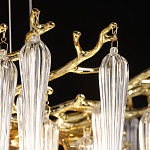 Люстра золотого цвета с декоративными ветками и длинными прозрачными стеклянными подвесами в форме сосулек Droplet Chandelier варинант исполнения - 6 | Loft Concept в Красноярске