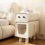 Тумбочка прикроватная с ящиком и стеклянной дверцей Робот Robot Bedside варинант исполнения - 2 | Loft Concept в Красноярске