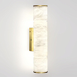 Бра с цилиндрическим плафоном из белого алебастра на прямоугольном основании Латунь Cryptocrystalline Stone варинант исполнения - 1 | Loft Concept в Красноярске