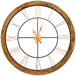 Часы настенные деревянные с римскими цифрами бронзового цвета Clock with History варинант исполнения - 1 | Loft Concept в Красноярске