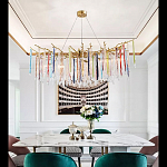 Люстра на подвесе с каркасом из металла и цветными подвесками из стекла Droplet Chandelier варинант исполнения - 4 | Loft Concept в Красноярске