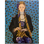 Панно ручная вышивка бисером Портрет девушки в голубых тонах варинант исполнения - 1 | Loft Concept в Красноярске