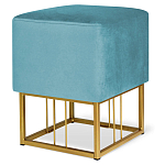Пуф квадратный голубой велюр на золотом металлическом основании Celeste Blue варинант исполнения - 1 | Loft Concept в Красноярске