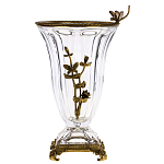 Ваза из прозрачного стекла с бронзовой вставкой в виде цветущей ветви Eden Garden porcelain and bronze варинант исполнения - 1 | Loft Concept в Красноярске