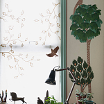 Обои ручная роспись Mughal Trees Original colourway on linen варинант исполнения - 3 | Loft Concept в Красноярске