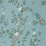 Обои ручная роспись Gustavian Garden Special Colourway on Duck Egg dyed silk варинант исполнения - 2 | Loft Concept в Красноярске