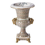 Ваза с овнами из фарфора с бронзовыми элементами Bronze Aries варинант исполнения - 1 | Loft Concept в Красноярске