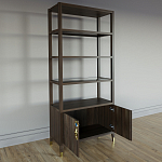 Стеллаж со стеклянными полками Elsa Dreams Walnut варинант исполнения - 3 | Loft Concept в Красноярске